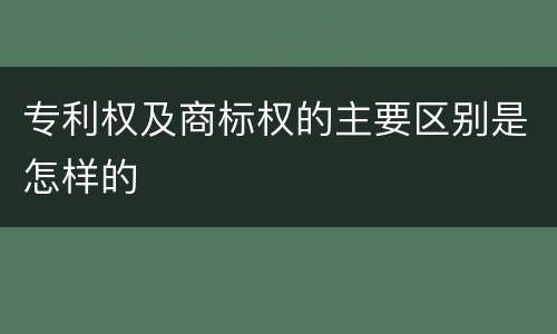 专利权及商标权的主要区别是怎样的