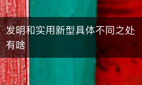 发明和实用新型具体不同之处有啥