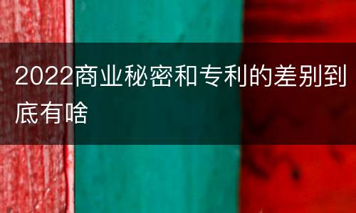 2022商业秘密和专利的差别到底有啥