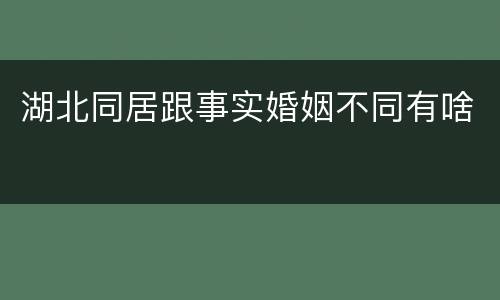 湖北同居跟事实婚姻不同有啥