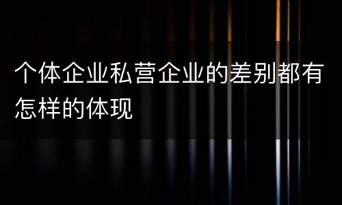 个体企业私营企业的差别都有怎样的体现