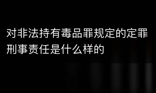 对非法持有毒品罪规定的定罪刑事责任是什么样的