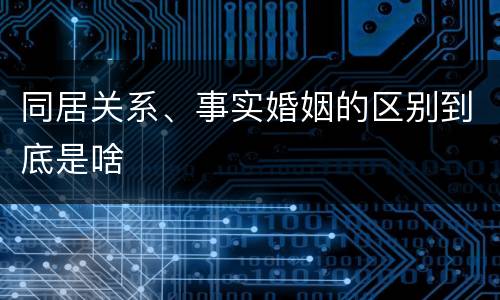 同居关系、事实婚姻的区别到底是啥