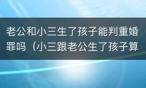 老公和小三生了孩子能判重婚罪吗（小三跟老公生了孩子算重婚罪吗）