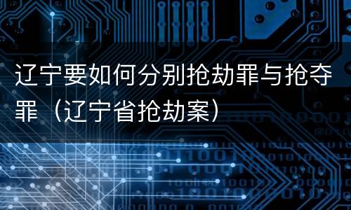 辽宁要如何分别抢劫罪与抢夺罪（辽宁省抢劫案）