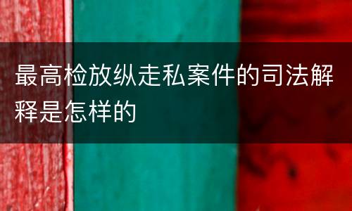 最高检放纵走私案件的司法解释是怎样的