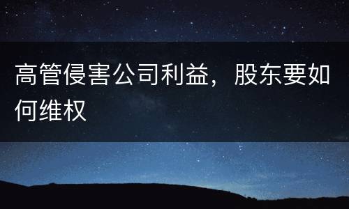 高管侵害公司利益，股东要如何维权