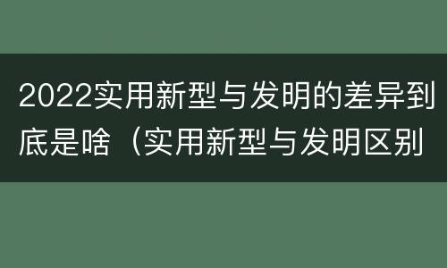 2022实用新型与发明的差异到底是啥（实用新型与发明区别）