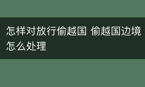 怎样对放行偷越国 偷越国边境怎么处理