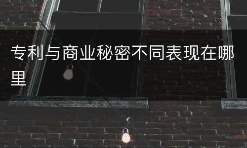 专利与商业秘密不同表现在哪里