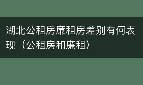 湖北公租房廉租房差别有何表现（公租房和廉租）