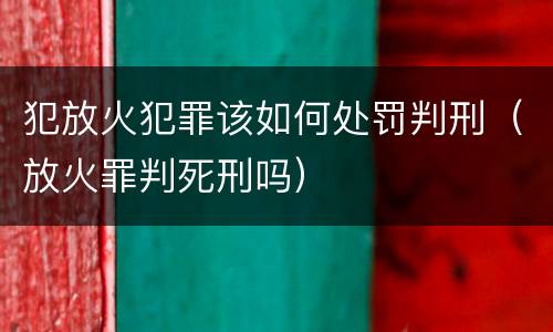 犯放火犯罪该如何处罚判刑（放火罪判死刑吗）