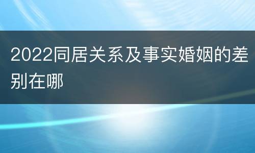 2022同居关系及事实婚姻的差别在哪