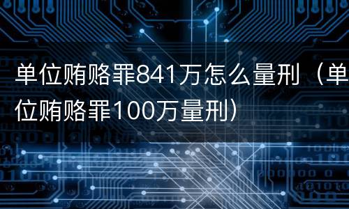 单位贿赂罪841万怎么量刑（单位贿赂罪100万量刑）