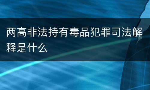 两高非法持有毒品犯罪司法解释是什么