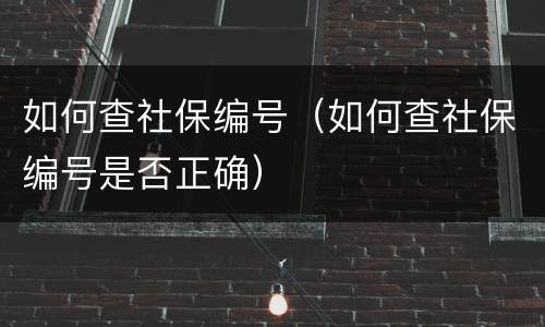 如何查社保编号（如何查社保编号是否正确）