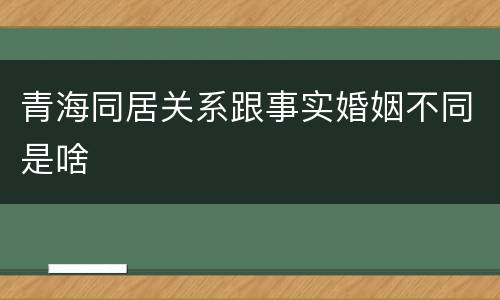 青海同居关系跟事实婚姻不同是啥