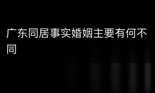 广东同居事实婚姻主要有何不同