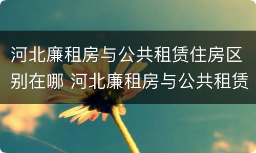 河北廉租房与公共租赁住房区别在哪 河北廉租房与公共租赁住房区别在哪儿