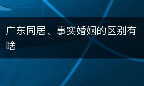 广东同居、事实婚姻的区别有啥