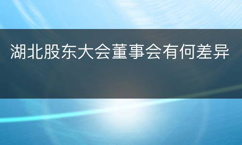 湖北股东大会董事会有何差异