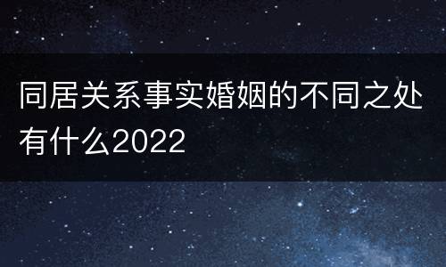 同居关系事实婚姻的不同之处有什么2022