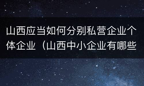 山西应当如何分别私营企业个体企业（山西中小企业有哪些）