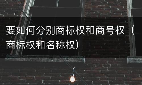 要如何分别商标权和商号权（商标权和名称权）