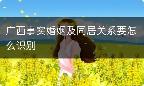 广西事实婚姻及同居关系要怎么识别