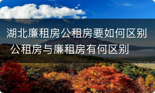 湖北廉租房公租房要如何区别 公租房与廉租房有何区别