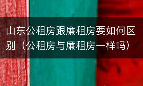 山东公租房跟廉租房要如何区别（公租房与廉租房一样吗）