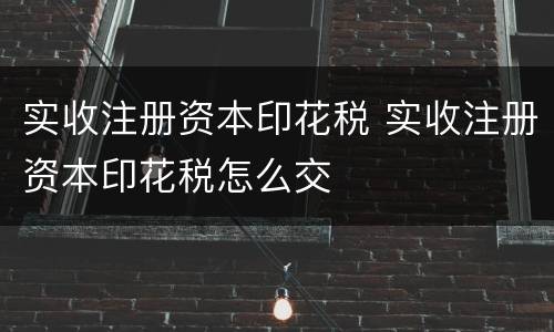 实收注册资本印花税 实收注册资本印花税怎么交