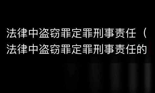 法律中盗窃罪定罪刑事责任（法律中盗窃罪定罪刑事责任的定义）