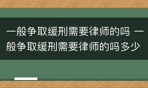 一般争取缓刑需要律师的吗 一般争取缓刑需要律师的吗多少钱