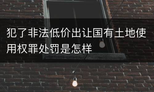 犯了非法低价出让国有土地使用权罪处罚是怎样