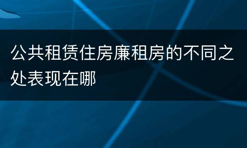 公共租赁住房廉租房的不同之处表现在哪