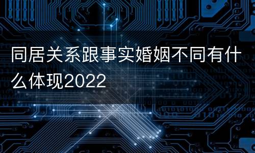 同居关系跟事实婚姻不同有什么体现2022