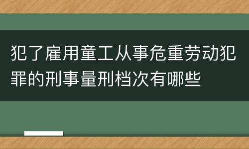 犯了雇用童工从事危重劳动犯罪的刑事量刑档次有哪些