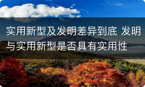 实用新型及发明差异到底 发明与实用新型是否具有实用性