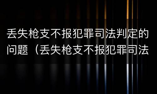 丢失枪支不报犯罪司法判定的问题（丢失枪支不报犯罪司法判定的问题是什么）