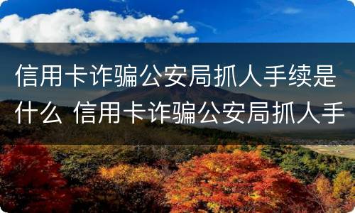 信用卡诈骗公安局抓人手续是什么 信用卡诈骗公安局抓人手续是什么意思