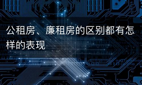 公租房、廉租房的区别都有怎样的表现