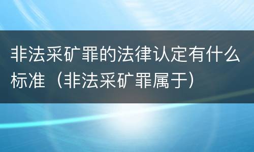 非法采矿罪的法律认定有什么标准（非法采矿罪属于）