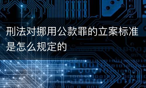 刑法对挪用公款罪的立案标准是怎么规定的