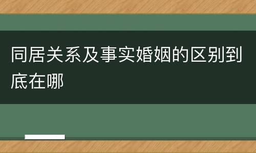 同居关系及事实婚姻的区别到底在哪