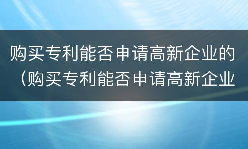 购买专利能否申请高新企业的（购买专利能否申请高新企业的补贴）