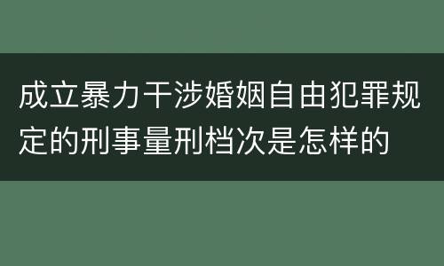 成立暴力干涉婚姻自由犯罪规定的刑事量刑档次是怎样的