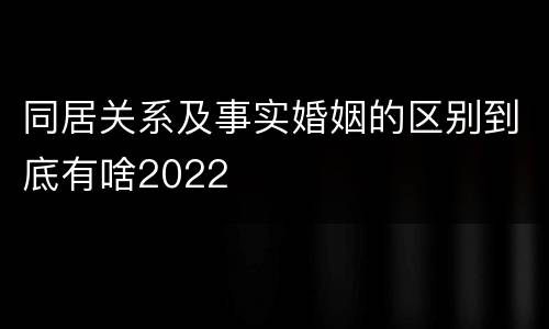 同居关系及事实婚姻的区别到底有啥2022