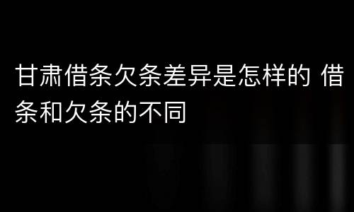 甘肃借条欠条差异是怎样的 借条和欠条的不同