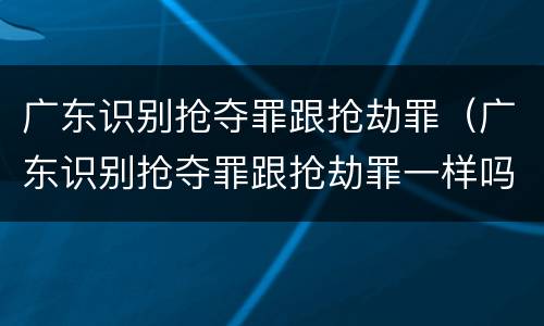 广东识别抢夺罪跟抢劫罪（广东识别抢夺罪跟抢劫罪一样吗）